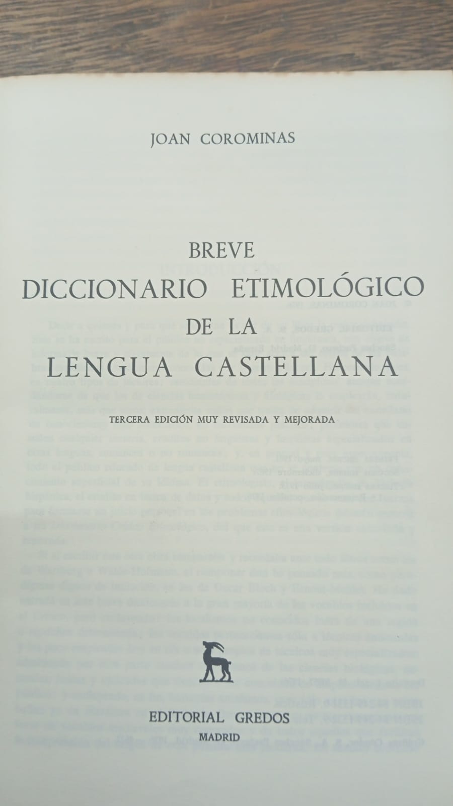 Breve diccionario etimológico de la lengua castellana Joan Corominas Editorial Gredos