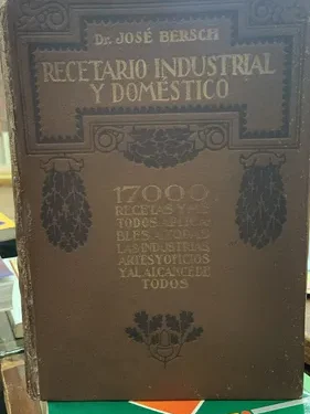 Recetario Industrial Y Domestico - Jose Bersch - 2da Edicion
