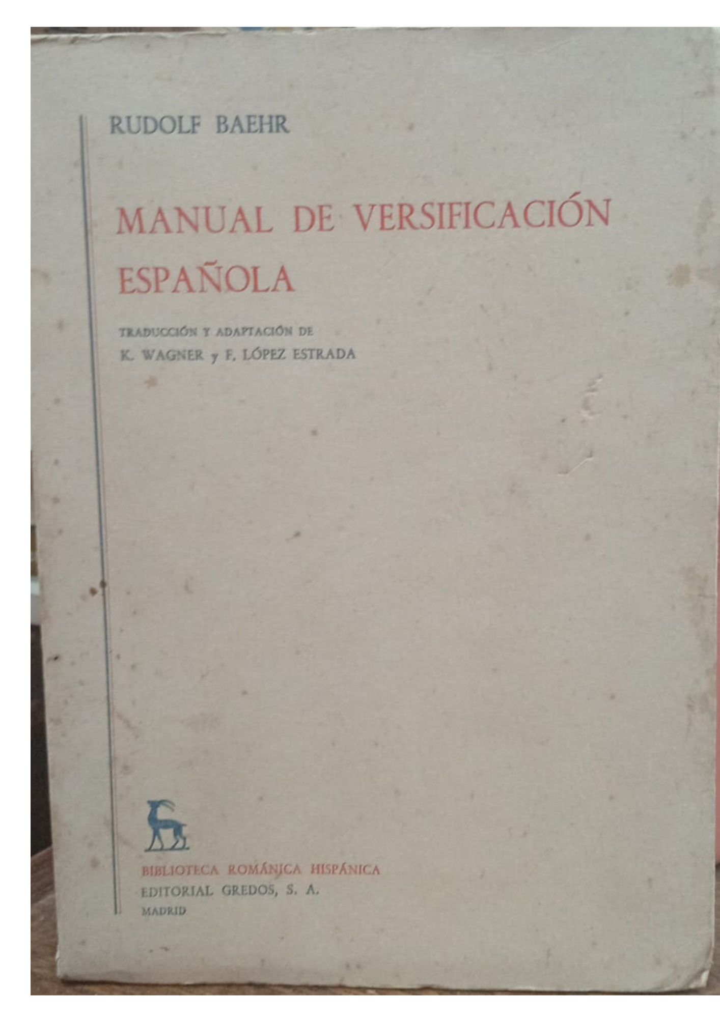 Manual De Versificación Española - Rudolf Baehr